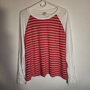J. Crew Women's XL Factory Re-Imagined Burn Out Striped Raglan shirt long sleeve